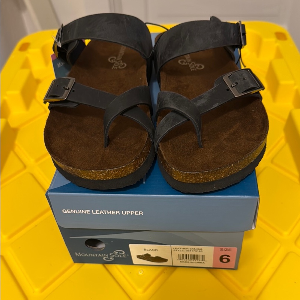 Women's Black Leather Sandals